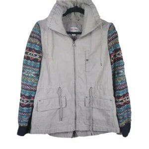 Tan Collared Full Zip Stretch Sleeve Pocket Jacket